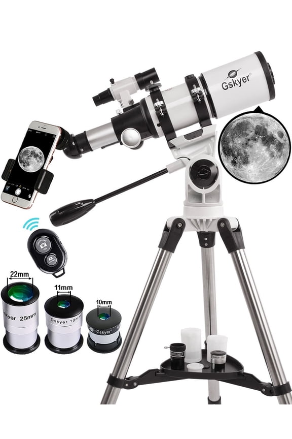 80mm f/5 Refractor Telescope with 3 Eyepieces, Remote Control