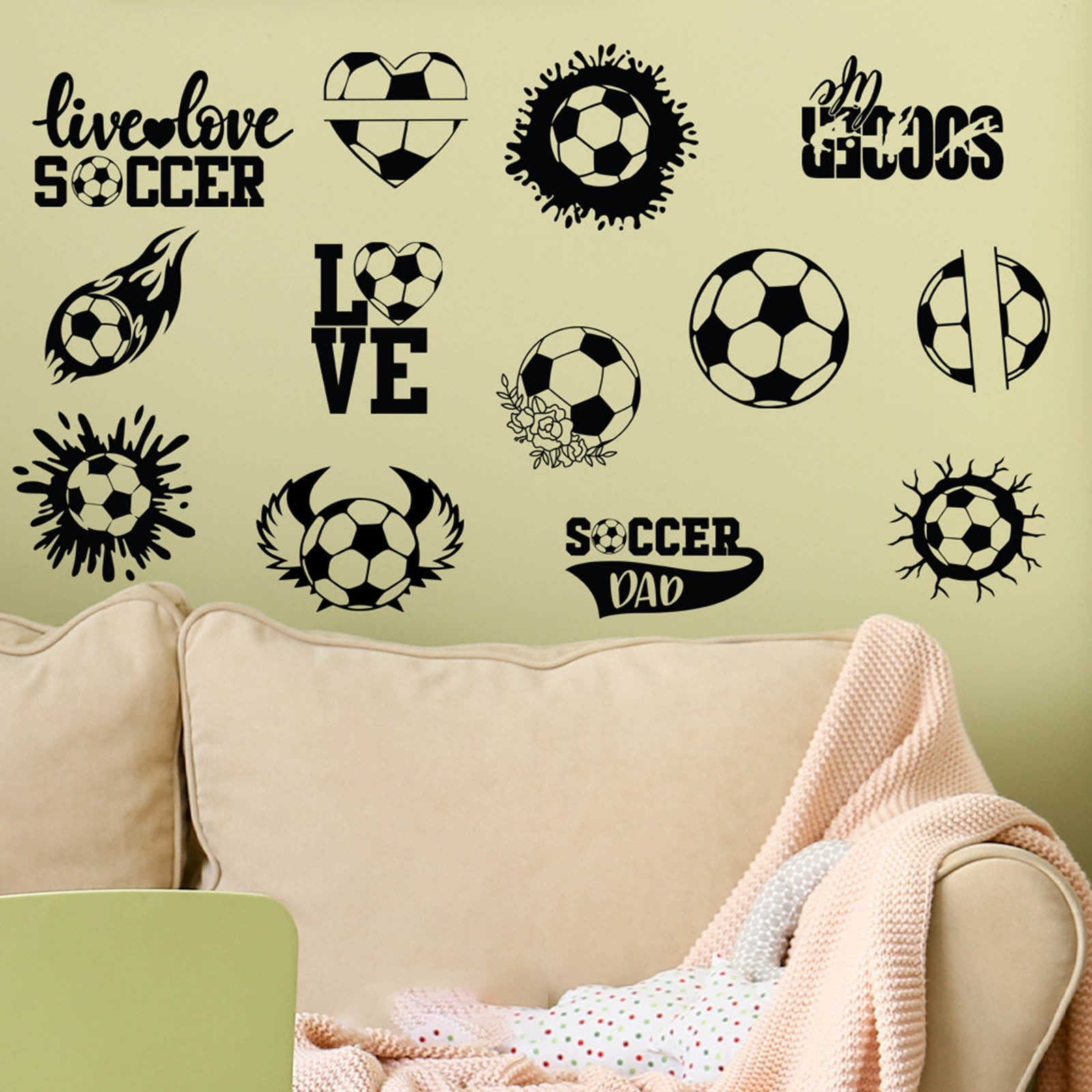 Gspmoly Football Combination Wall Sticker, Removable Sports-Themed Decor for Kids Rooms and Play Area