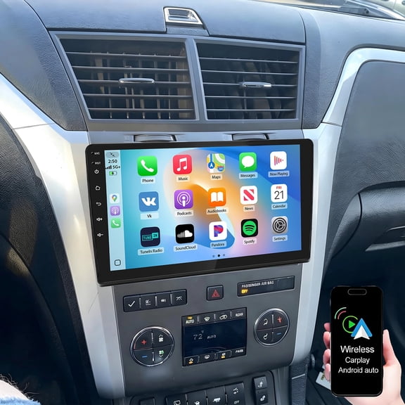 Dexico 10.1" Car Radio Stereo for Chevrolet Traverse 2009-2017 with Wireless CarPlay & Android Auto, Double Din Touch Screen Car Stereo with Mirror Link GPS Bluetooth SWC WiFi FM/RDS Backup Camera