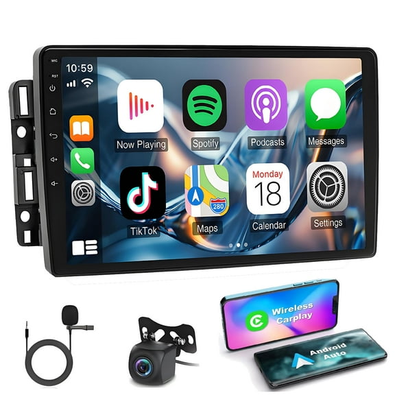 Gsuatey 10" Android 14 Double Din Car Stereo for Chevrolet GMC, Wireless Carplay Android Auto Touch Screen Car Radio with Bluetooth WiFi GPS Multimedia Radio Backup Camera DSP SWC (4G+64G)