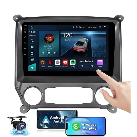Gsuatey 10" Car Stereo Radio for Chevrolet Silverado GMC Sierra 2014-2018 Android 13 Wireless Carplay Android Auto with WiFi GPS Bluetooth FM/RDS SWC