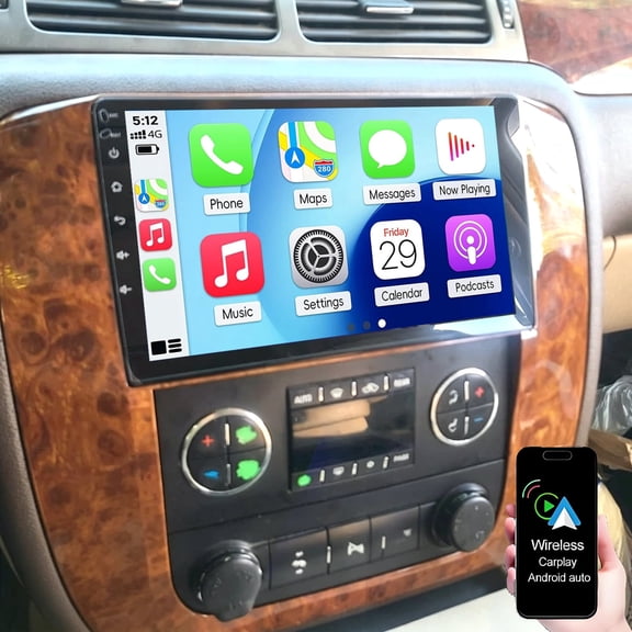 Dexico 2+32G Car Stereo Radio for GMC Yukon 2007-2014, 10.1" IPS Touchscreen Car Radio with DSP/EQ Wireless Carplay Android Auto GPS Wifi Bluetooth FM/RDS SWC Backup Cam