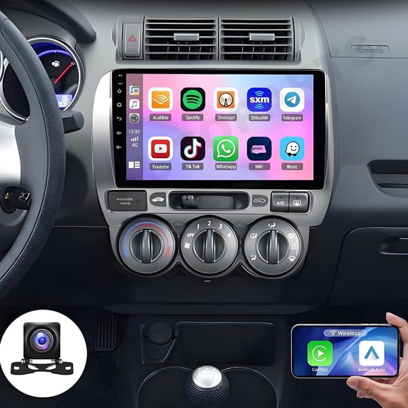 Gsuatey 2G+64G 9 Inch Android Car Radio for Honda Jazz GD 2002-2008 with Wireless CarPlay Android Auto, Bluetooth Touchscreen GPS Navigation Car Stereo WiFi FM SWC Split Screen+ Backup Camera