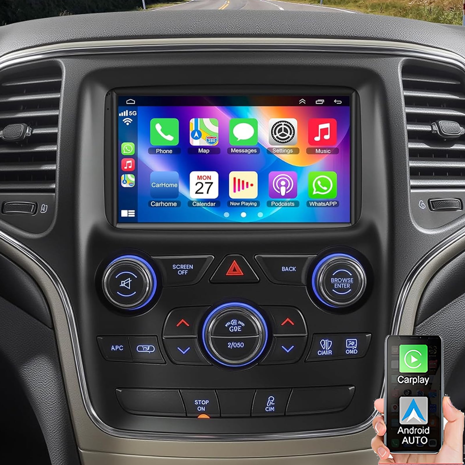 Gsuatey 2G+64G Car Radio for Jeep Grand Cherokee 2013-2022, Android Car Stereo with Wireless Carplay Android Auto 9'' Touchscreen WiFi Bluetooth/FM/RDS/EQ/GPS Backup Camera
