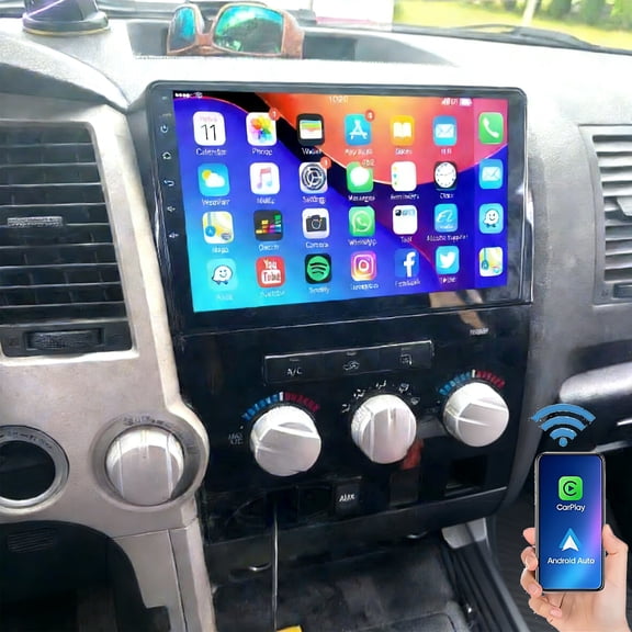 Gsuatey 4+64 Car Radio for Toyota Tundra 2007-2013, Sequoia 2008-2018, 10.1 inch Android 15 Touchscreen Stereo with Wireless Carplay/Android Auto, GPS, WiFi, Bluetooth, FM Backup Camera