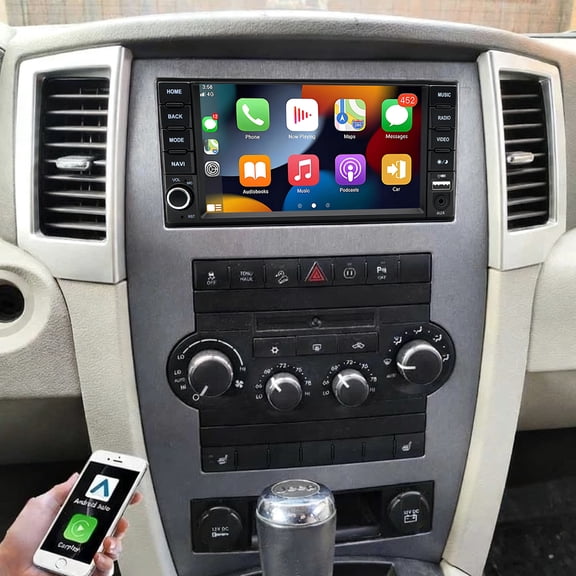 Gsuatey 4+64GB Car Radio for Jeep Grand Cherokee 2008-2010 with Wireless Carplay Android Auto Head Unit, 7 inch IPS Touch Screen Car Stereo with WiFi FM GPS Bluetooth SWC EQ FM Backup Camera