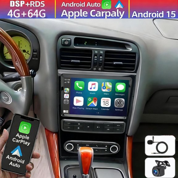 Gsuatey 4+64GB Car Stereo Radio for Lexus GS300 GS400 GS430 1998-2005, 9inch Touch Screen Car Radio with Wireless Carplay Android Auto, GPS Bluetooth FM WiFi Backup Camera MIC