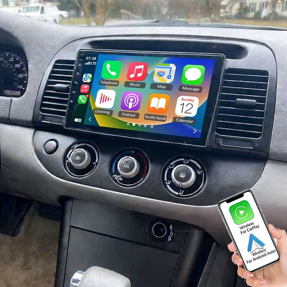 Gsuatey 9inch Car Stereo Radio for Toyota Camry 2000-2006 with Wireless Carplay/Android Auto WiFi Bluetooth SWC Split Screen Mirror Link, Android 15 Touch Screen GPS Head Unit Rear Camera 4+64GB