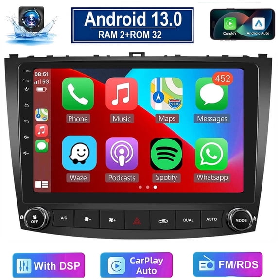 Gsuatey Android 13 Car Radio for Lexus IS250 IS350 2006-2012,10.1 Inch Touchscreen 2G+32G Car Stereo Support Wireless Carplay/Android Auto/WiFi/GPS/Bluetooth5.2/FM/SWC