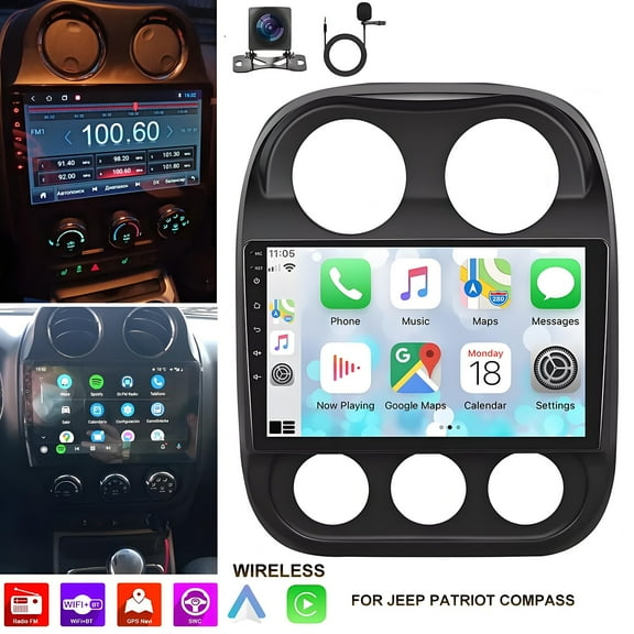 Gsuatey Android 13 Car Radio Stereo for Jeep Compass Patriot 2009-2016 with Wireless CarPlay Android Auto, 10 inch Touchscreen Car Stereo with Bluetooth,WiFi,DSP,GPS,Backup Camera