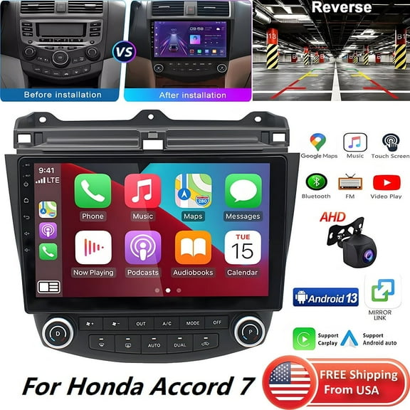 Gsuatey Android 13 Car Stereo Radio for Honda Accord 7 2003 2004 2005 2006 2007, 10" HD IPS Touch Screen with Mirror Link WiFi Bluetooth FM/RDS Backup Camera