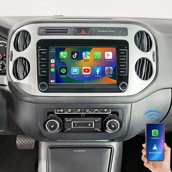 Gsuatey Android 13 Double Din Car Stereo Radio for VW Tiguan 2009-2016, 7" Touch Screen Head Unit Car Stereo with Wireless Carplay Android Auto GPS Bluetooth WiFi FM RDS SWC Backup Camera