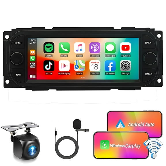 Gsuatey Android 13 Touchscreen Car Stereo Radio for 2000-2010 Dodge Caravan/Chrysler Grand Voyager/Dodge Viper - Wireless CarPlay/Android Auto, WiFi, EQ, GPS + AHD Backup Camera