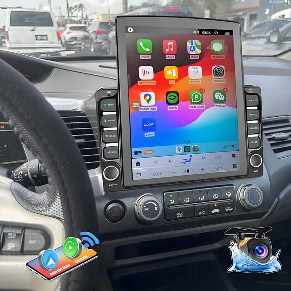 Gsuatey Android 14 Car Radio Stereo for Honda Civic 2006-2011 with Wireless Carplay & Android Auto, 10.1 Inch Touch Screen Bluetooth FM/RDS EQ SWC + Rear View Camera