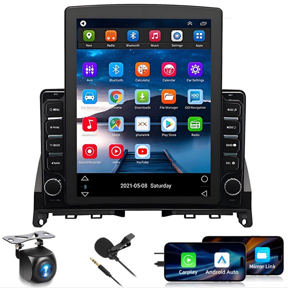 Gsuatey Android 14 Car Stereo Radio for Mercedes-Benz W204 S204 C300 2007-2010 with Carplay Android Auto, 9 inch Touchscreen FM SWC RDS HiFi Bluetooth WiFi GPS+Camera & MIC