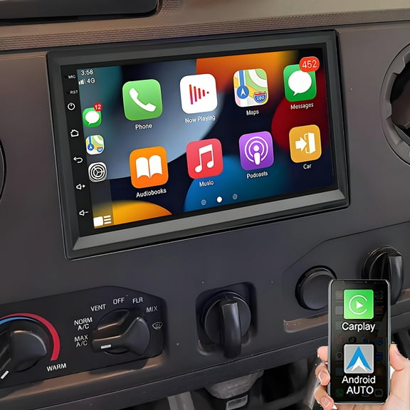 Gsuatey Android Car Radio for Ford E-150 E-250 2009-2013 with Carplay Android Auto, 7inch IPS Touch Screen Car Stereo Bluetooth/GPS/WiFi/FM with Camera/MIC