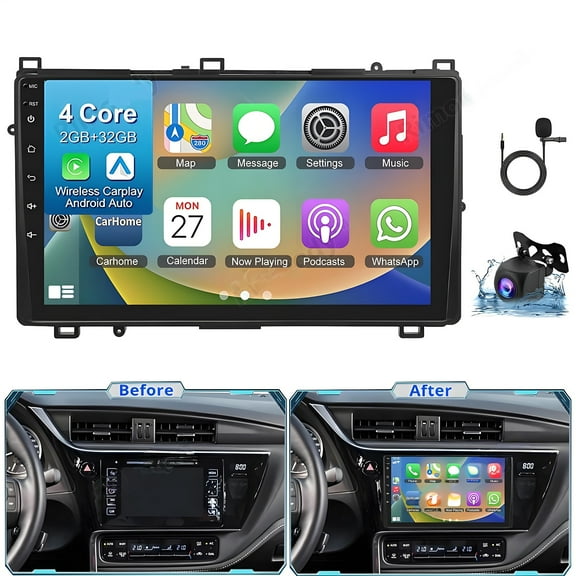 Gsuatey Android Car Radio for Toyota Corolla 2017 2018 with Wireless Carplay Android Auto, 9in TouchScreen Stereo Bluetooth Navigation GPS SWC WIFI FM/AM Backup Camera