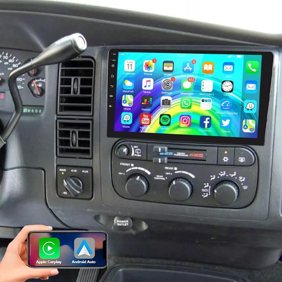 Gsuatey Android Car Stereo Radio for Dodge Durango 2001-2003 with Wireless Carplay Android Auto, 9" IPS Touchscreen Support GPS/WiFi/EQ/Bluetooth/Backup Camera