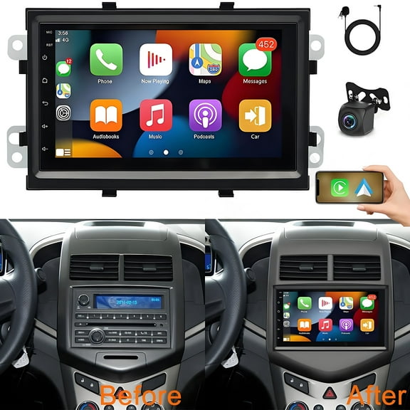 Gsuatey Car Radio for Chevrolet Aveo 2012-2015, Cobalt 2011-2015 with Wireless Carplay Android Auto, 7" Touch Screen Car Stereo with Mirror Link/GPS Navigation/WiFi/Bluetooth Backup Camera