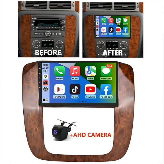 Gsuatey Car Radio for Chevrolet Chevy Silverado Impala Tahoe GMC Sierra Yukon 2007-2019, 9 Inch Touch Screen Stereo with GPS Wireless CarPlay Android Auto