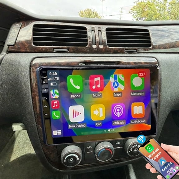 Gsuatey Car Radio for Chevrolet Impala 2006-2013 with Wireless Carplay Android Auto, 10.1’’ Touch Screen Android Car Radio with GPS, WiFi, EQ DSP, Bluetooth, FM, SWC, Backup Camera