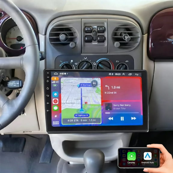 Gsuatey Car Radio for Chrysler PT Cruiser 1999-2004, 9 Inch Touch Screen Car Radio with Wireless Carplay Android Auto GPS, WiFi, Bluetooth, FM, Mic, Backup Camera