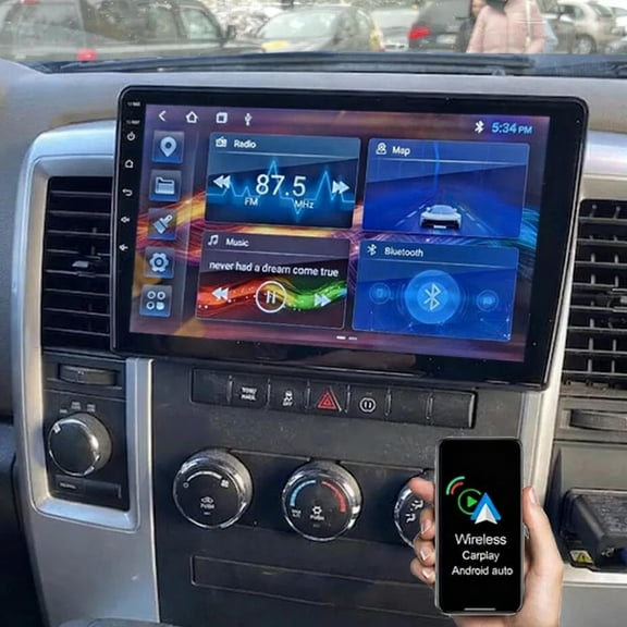 Gsuatey Car Radio for Dodge Ram Truck 2009-2012 with Wireless CarPlay/Android Auto, 10.1” Touch Screen Stereo Android 13 GPS WiFi Bluetooth DSP SWC + HD Backup Camera