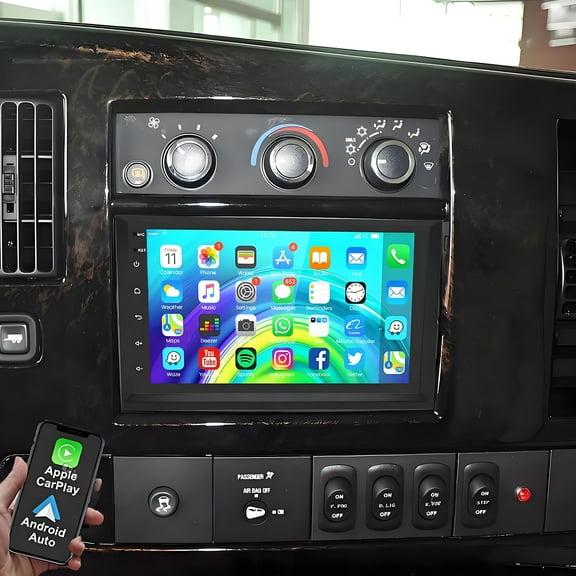 Gsuatey Car Radio for GMC Savana 2008-2024, Wireless Carplay Android Auto with 8 Inch IPS Touchscreen Stereo Support Bluetooth/Voice Control/GPS/WiFi/Back-up Camera/SWC/FM