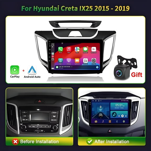 Gsuatey Car Radio for Hyundai Creta ix25 2015-2019 Android Car Stereo with Wireless Carplay&Android Auto, 10.1 Inch Touch Screen with GPS WiFi FM/RDS SWC Backup Camera MIC
