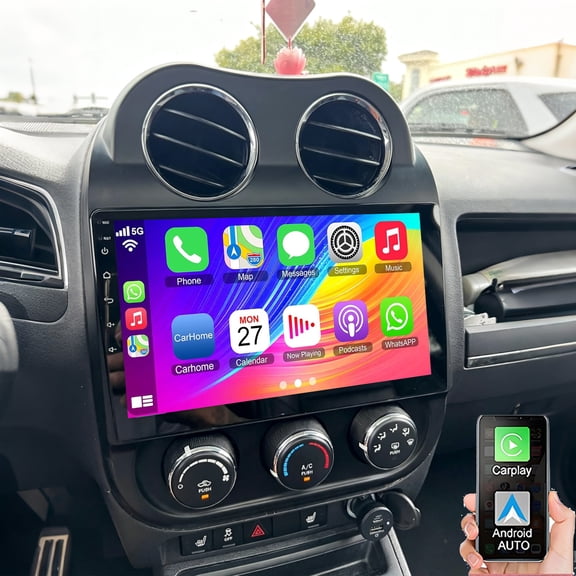 Gsuatey Car Radio for Jeep Compass 2010-2016, Patriot 2009-2016, 4+64GB 9 Inch Touch Screen Stereo Support Wireless CarPlay Android Auto GPS Bluetooth WiFi SWC FM RDS Mirror Link Backup Camera