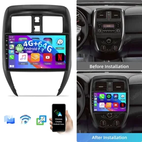 Gsuatey Car Radio for Nissan Versa Sedan 2015-2019, 10.1" Touchscreen with Wireless Carplay Android Auto Bluetooth GPS Navigation FM with Free Rear View Camera,4G+64G
