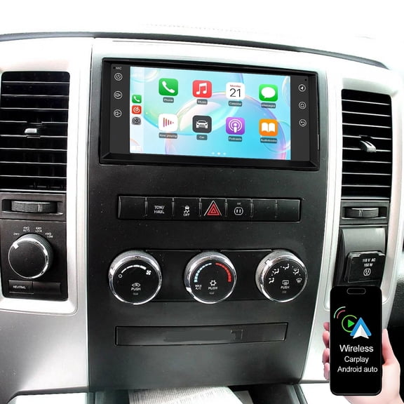 Dexico Car Radio Stereo for Dodge Ram Pickup 2009-2012, Upgrade 7 Inch Touch Screen Support Wireless Carplay Andriod Auto Bluetooth GPS Navigation WiFi FM/EQ Mirror Link AHD Backup Camera