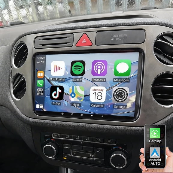 Gsuatey Car Radio Stereo for VW Tiguan 2007-2015 with Wireless Carplay Android Auto, Android 13 9 Inch IPS Touch Screen Support Bluetooth/GPS/WiFi/SWC/FM + Back-up Camera