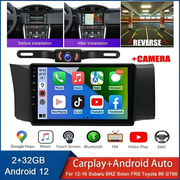 Gsuatey Car Radio for Subaru BRZ 2012 2013 2014 2015 2016, 9 inch Android 13 Touch Screen Stereo, Carplay/Android Auto/Hi-Fi/Wi-Fi/Bluetooth +Backup Camera+Mic