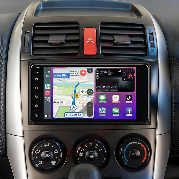 Gsuatey Car Radio for Toyota Corolla 2007-2011 with Wireless Carplay Android Auto, 7 inch Touch Screen Android Car Stereo Support Bluetooth GPS WiFi FM Mirror Link RCA + Backup Camera