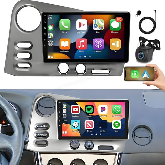 Gsuatey Car Radio for Toyota Matrix 2003-2004 with Wireless Carplay & Android Auto, 9 inch IPS Car Stereo with Voice Control Bluetooth 5.2 GPS WiFi FM DSP EQ SWC Backup Camera