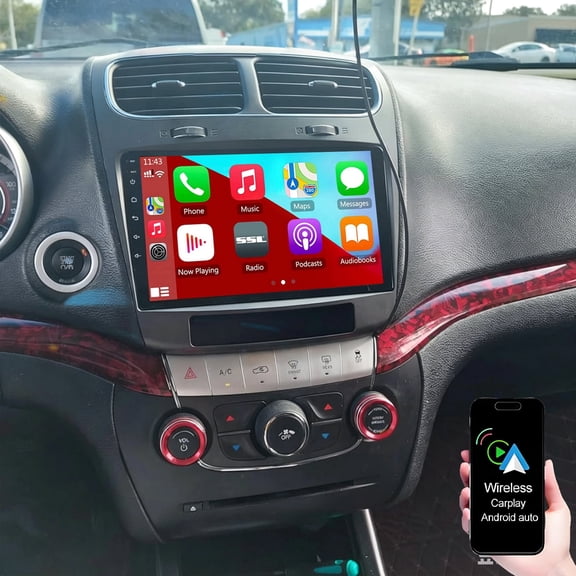 Dexico Car Radio Upgrade for Dodge Journey 2012-2020, 9 Inch Touch Screen Headunit Replacement Car Stereo Support Wireless Carplay Android Auto 5GWiFi GPS Bluetooth FM/RDS SWC Backup Camera