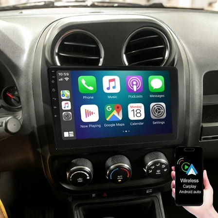 Gsuatey Car Radio for Jeep Compass 2009-2017, 10 Inch Stereo Support Wireless Carplay/Android Auto,GPS Navigation& Bluetooth,WiFi Backup Camera & SWC