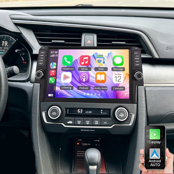 Gsuatey Car Stereo for Honda Civic 2016-2021 with Wireless CarPlay Android Auto, 9" HD Touchscreen Android 15 Car Radio with GPS Navigation WiFi Bluetooth FM/RDS & Backup Camera