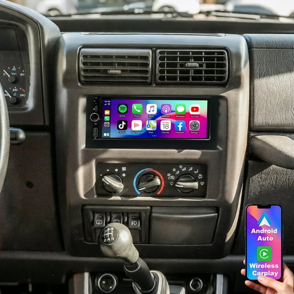 Gsuatey Car Stereo for Jeep Wrangler TJ 1997–2002, 6.86" IPS Touch Screen Car Radio Build-in GPS Wireless CarPlay/Android Auto, Bluetooth WiFi FM Backup Camera/DSP/SWC