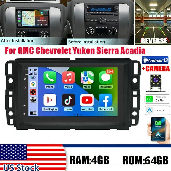 Gsuatey 4+64GB Car Stereo Radio for Chevrolet Silverado Tahoe GMC Sierra Yukon, Android 13 with CarPlay Android Auto Bluetooth GPS Navigation Touch Screen Head Unit