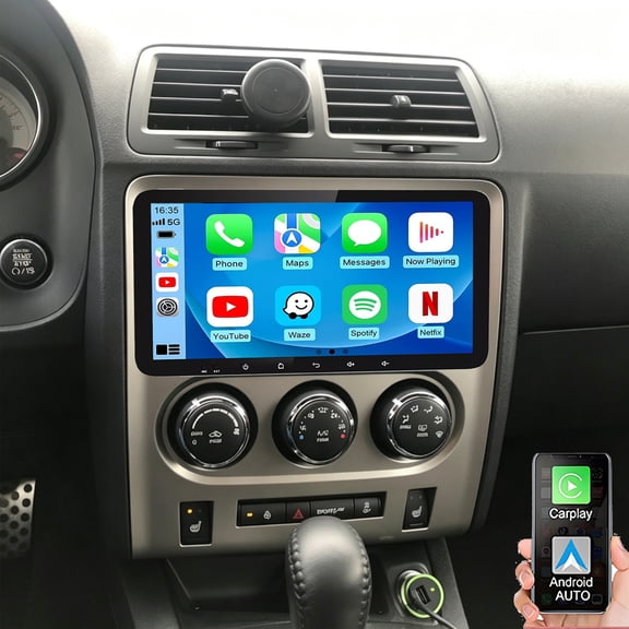 Gsuatey Car Stereo Radio for Dodge Challenger 2008-2014, Android 13 4GB+64GB 10.6 inch IPS Touchscreen Support Wireless CarPlay Android Auto GPS Bluetooth AM/FM WiFi SWC Backup Camera