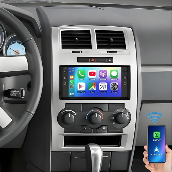 Gsuatey Car Stereo Radio for Dodge Charger 2008-2010 with Wireless Carplay Android Auto, Android 15 7 inch Touch Screen Head Unit Car Stereo Support GPS Bluetooth WiFi FM RDS DSP Backup Camera