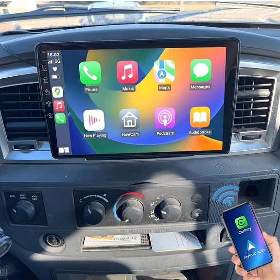 Gsuatey Car Stereo Radio for Dodge RAM 1500 2500 3500 4500 2006-2008 Built-in CarPlay Android Auto, 9" Touch Screen/GPS Navigation/WiFi/FM/SWC with AHD Camera