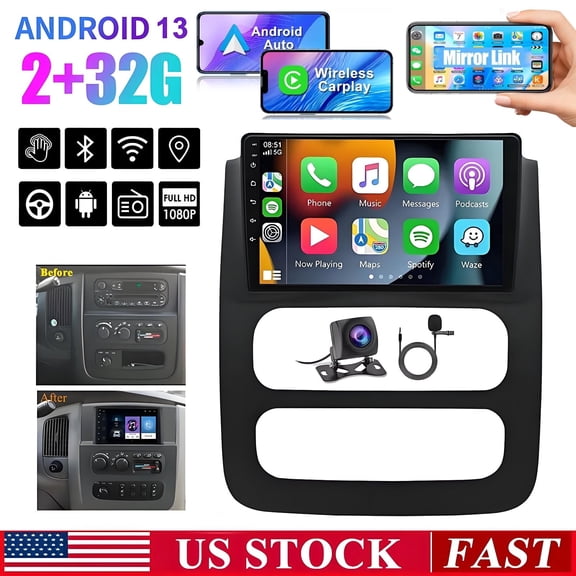 Gsuatey Car Stereo Radio for Dodge RAM 1500 2500 3500 Truck 2003-2005, 9 Inch Touch Screen with Wireless Apple CarPlay Android Auto Bluetooth WiFi GPS Navigation