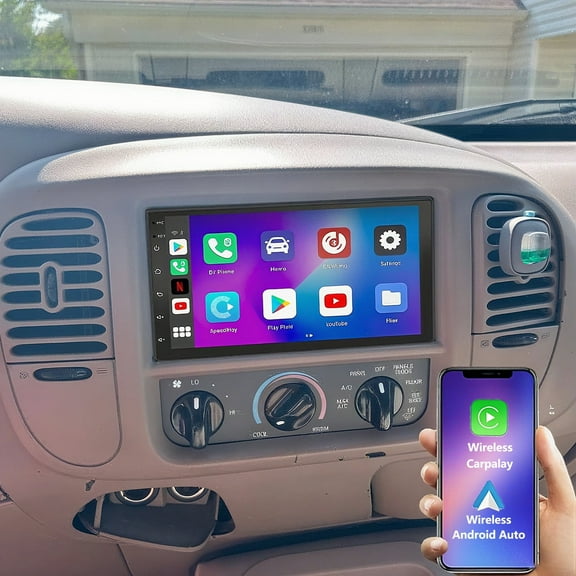 Gsuatey Car Stereo Radio for Ford Expedition 1998-2002 with Wireless Carplay Android Auto, 7 Inch HD Touchscreen with GPS WiFi Bluetooth FM/RDS EQ SWC with Backup Camera MIC
