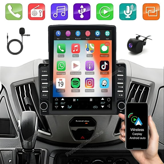 Gsuatey Car Stereo Radio for Ford Transit Custom 2013-2019 with Wireless Carplay Android Auto, 9 Inch Touchscreen in-Dash Bluetooth WiFi GPS Navigation SWC Mirror Link Backup Camera