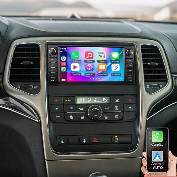 Gsuatey Car Stereo Radio for Jeep Grand Cherokee 2010-2013, for Dodge Durango 2011-2013 with Wireless Carplay Android Auto 7inch Touch Screen with WiFi Bluetooth/GPS FM/SWC Backup Camera