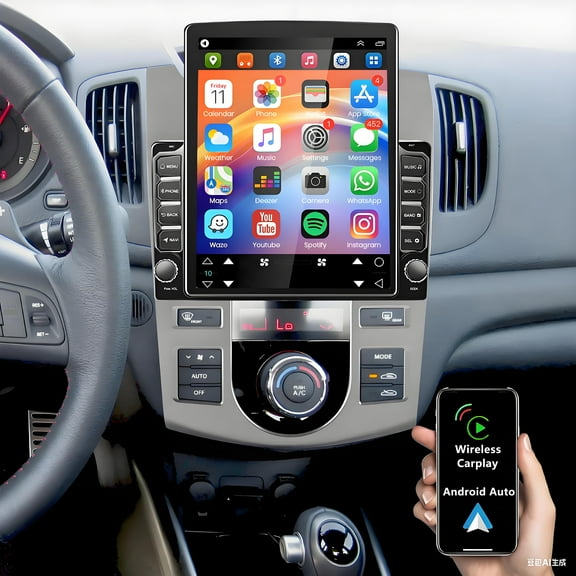 Gsuatey Car Stereo Radio for Kia Forte 2010-2013 with Wireless CarPlay Android Auto, 9.7" IPS Touchscreen with Bluetooth, FM Receiver, GPS,WiFi, HD Backup Camera