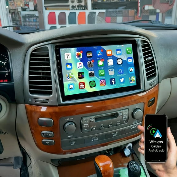 Gsuatey Car Stereo Radio for Lexus LX470 2002-2007 with Wireless Carplay Android Auto, 9 inch HD IPS Thouch Screen Bluetooth Radio with GPS WiFi FM/RDS SWC with AHD Backup Camere